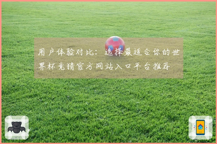 用户体验对比：选择最适合你的世界杯竞猜官方网站入口平台推荐